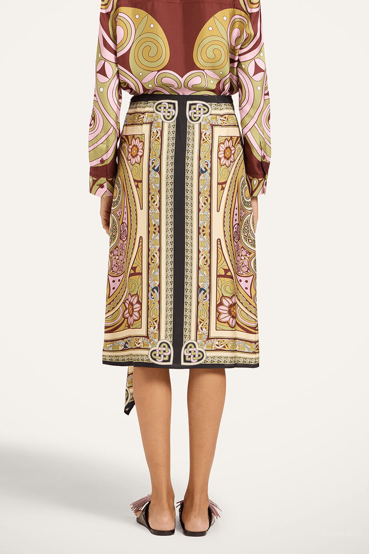 Scarf Skirt in Kells Placée Light Green - shop-olivia.com