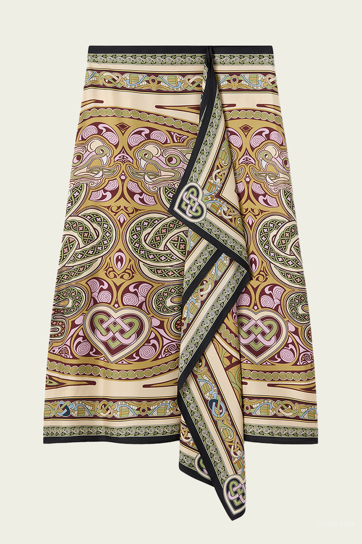 Scarf Skirt in Kells Placée Light Green - shop-olivia.com