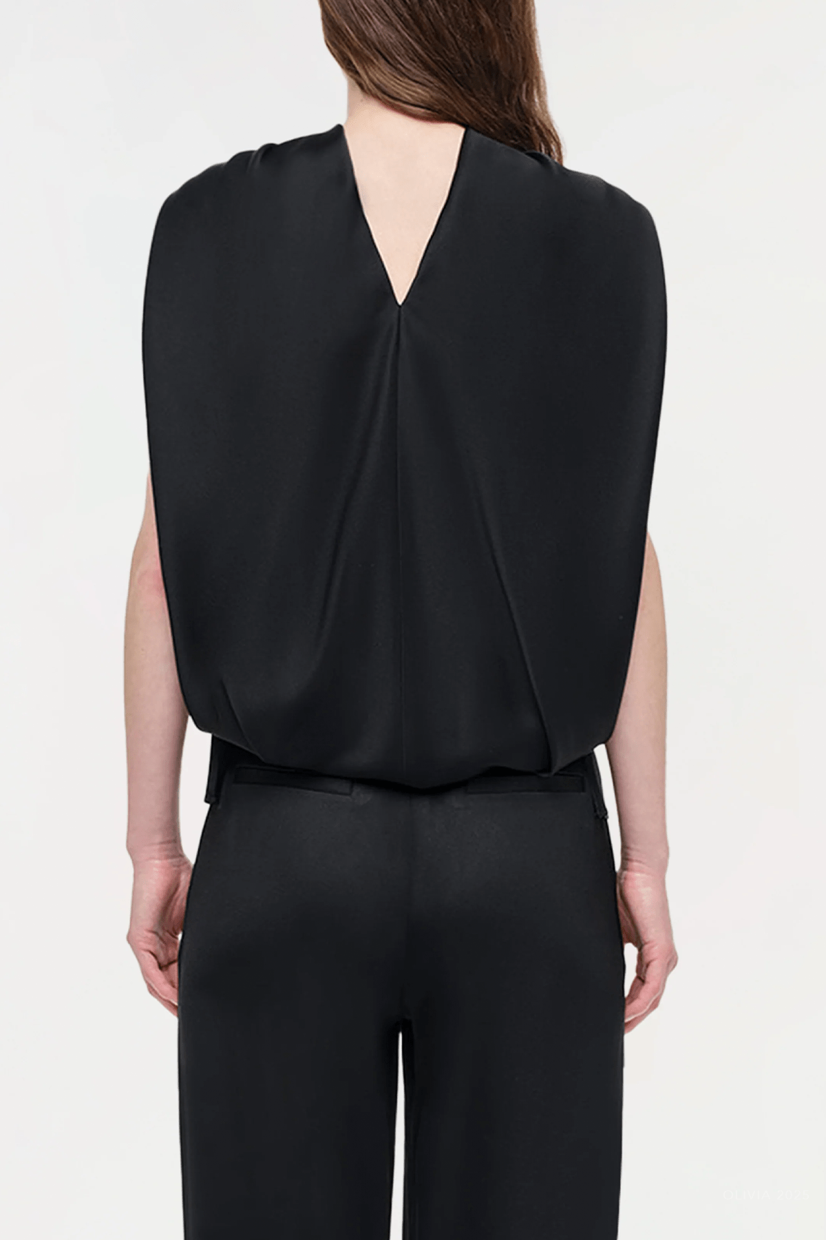 Scarlett Satin Cape Top in Black - shop - olivia.com