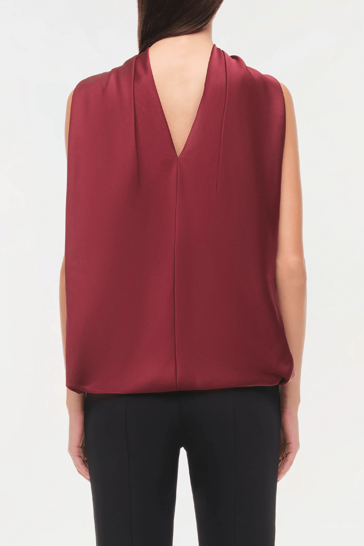 Scarlett Satin Cape Top in Oxblood - shop - olivia.com