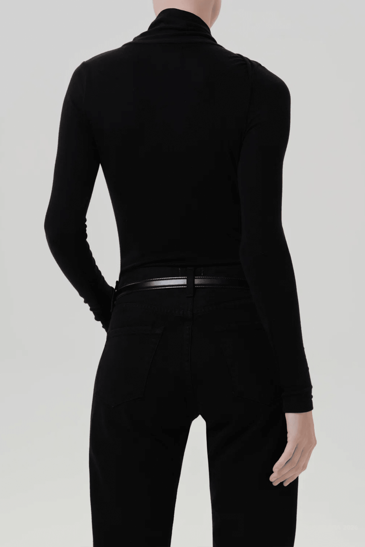 Sculptural Bodysuit in Black - shop-olivia.com