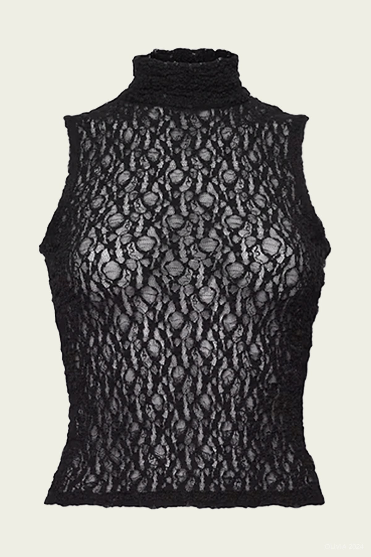 Seamed Mesh Top in Black - shop - olivia.com