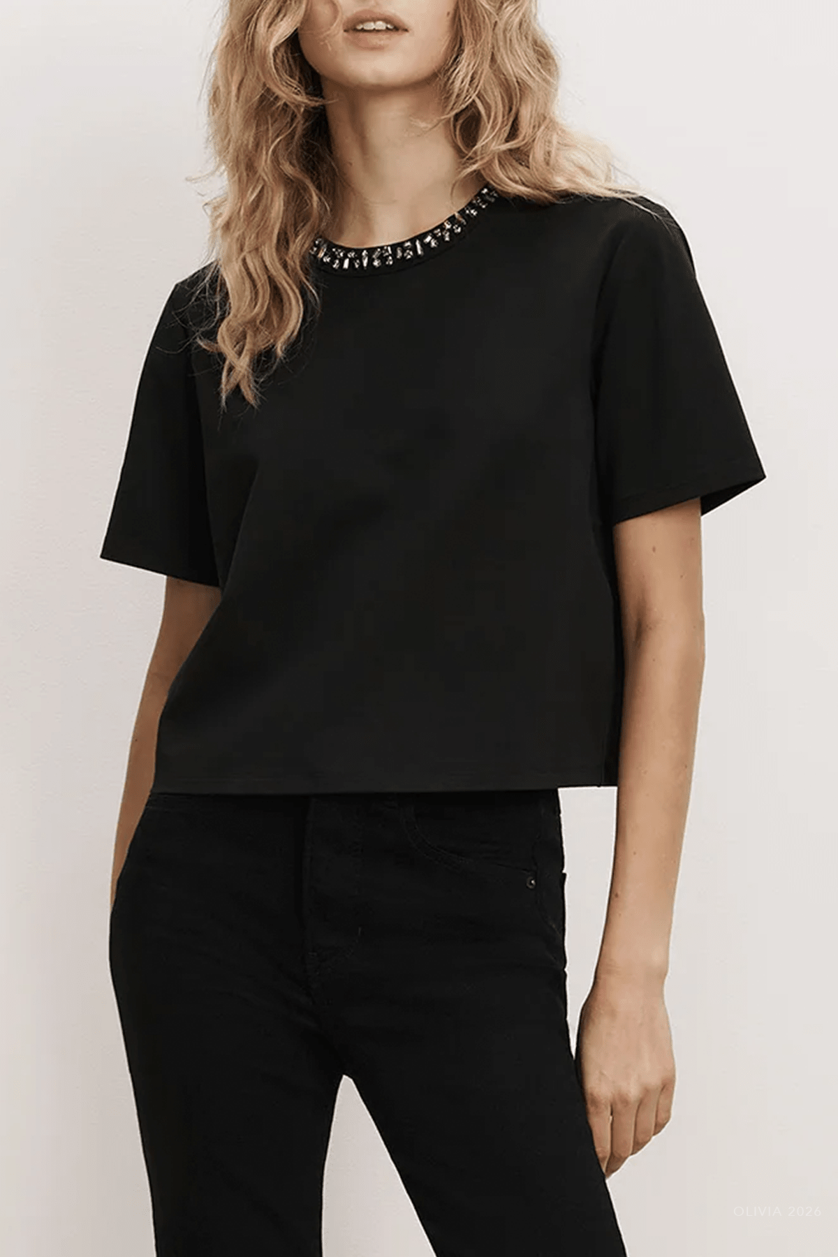 Sebastian Embellished T-Shirt in Black - shop-olivia.com