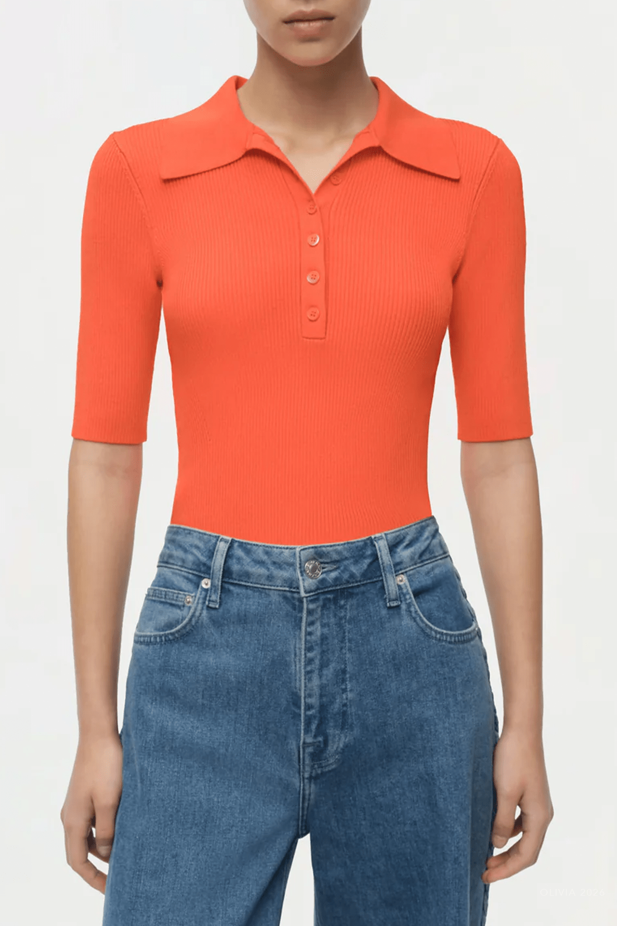 Secily Knit Polo in Lobster - shop - olivia.com