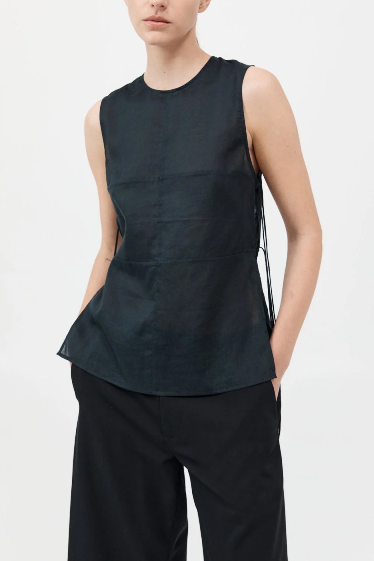 Semi Sheer Patchwork Top in Black - shop - olivia.com