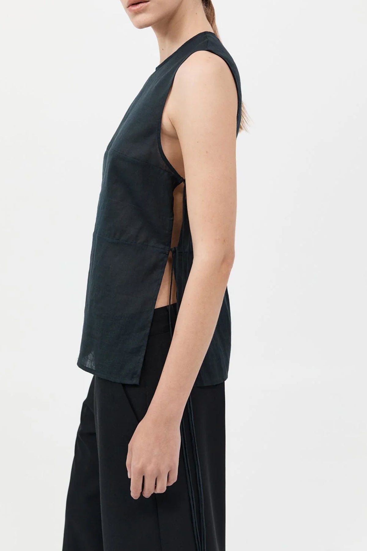 Semi Sheer Patchwork Top in Black - shop - olivia.com