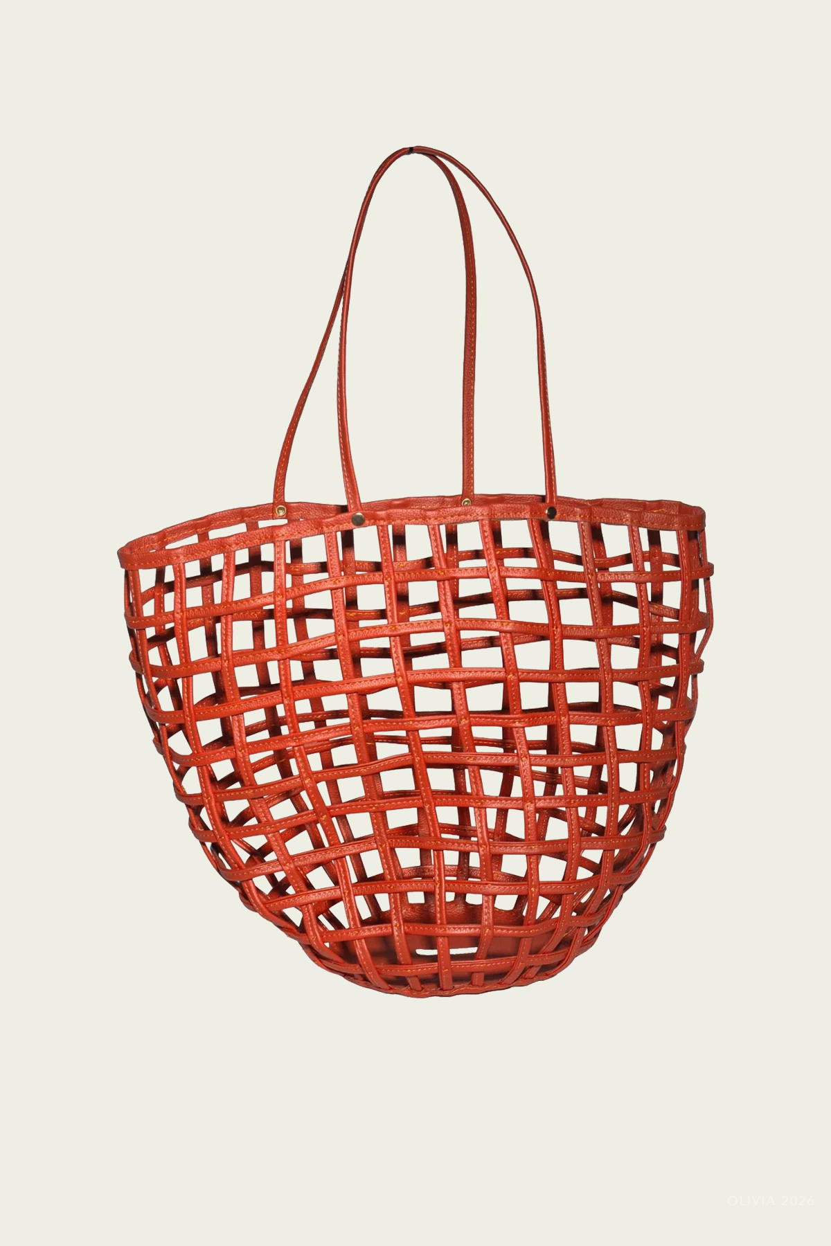 Leather Basket Bag in Orange