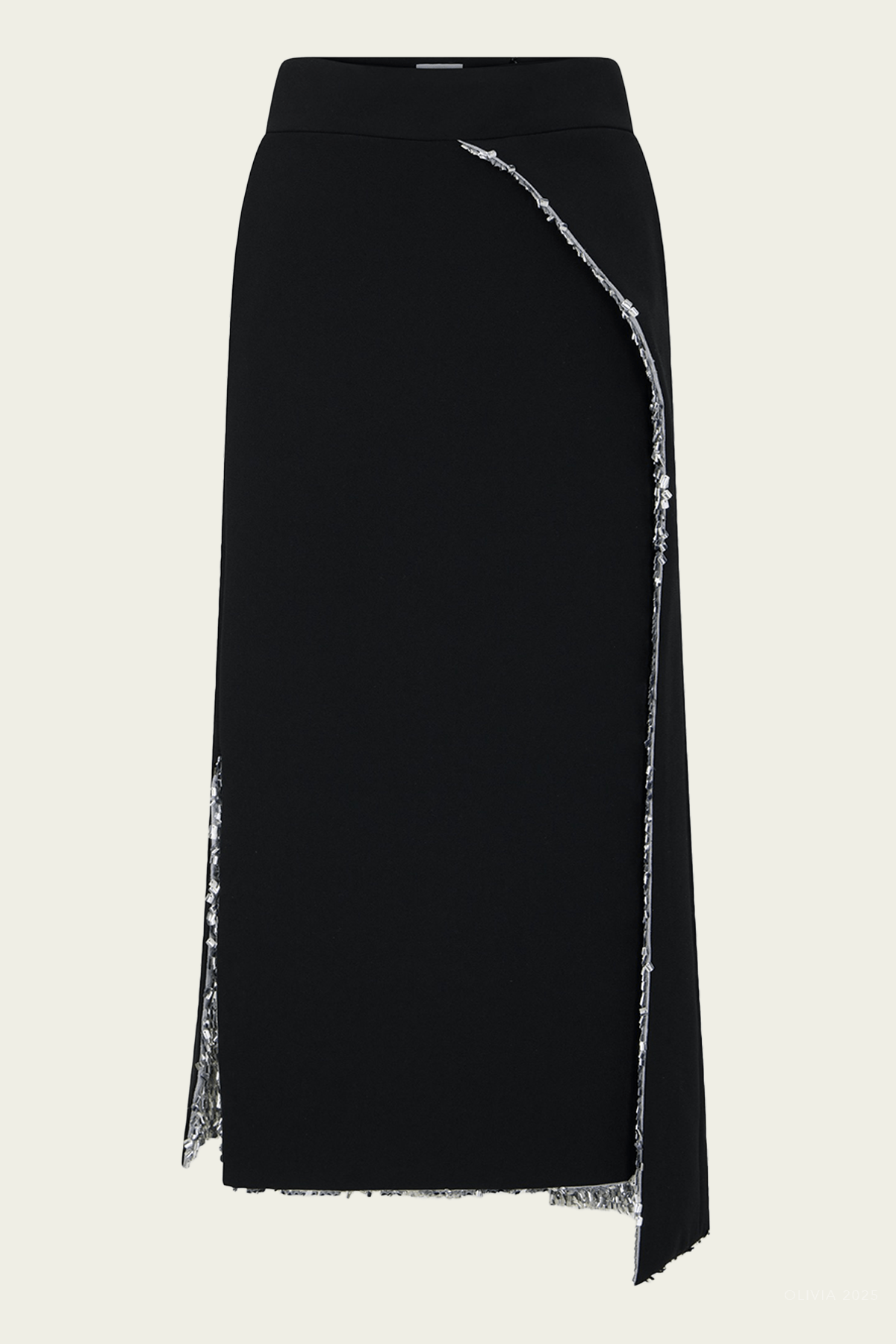 Sequin Detail Midi Skirt in Black - shop - olivia.com