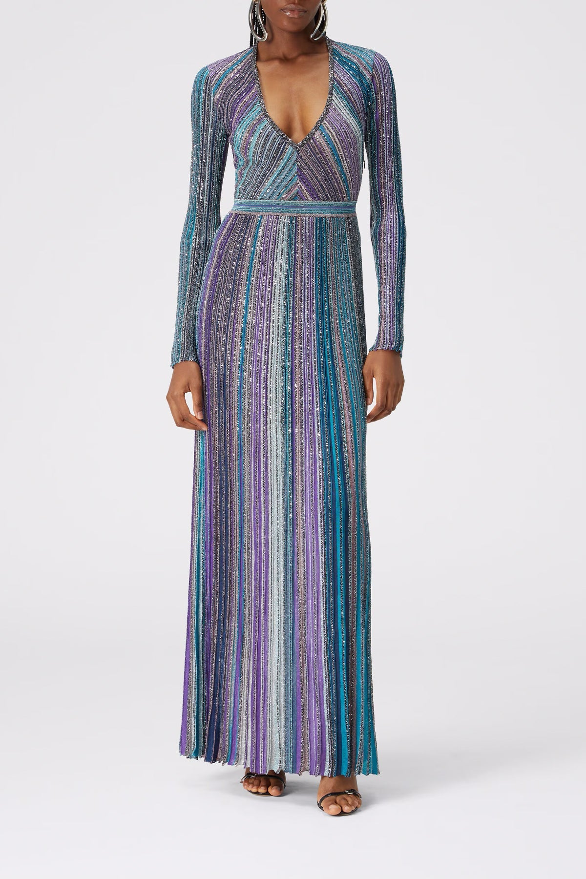 Sequin - Embellished Ribbed Maxi Dress in Multi - shop - olivia.com