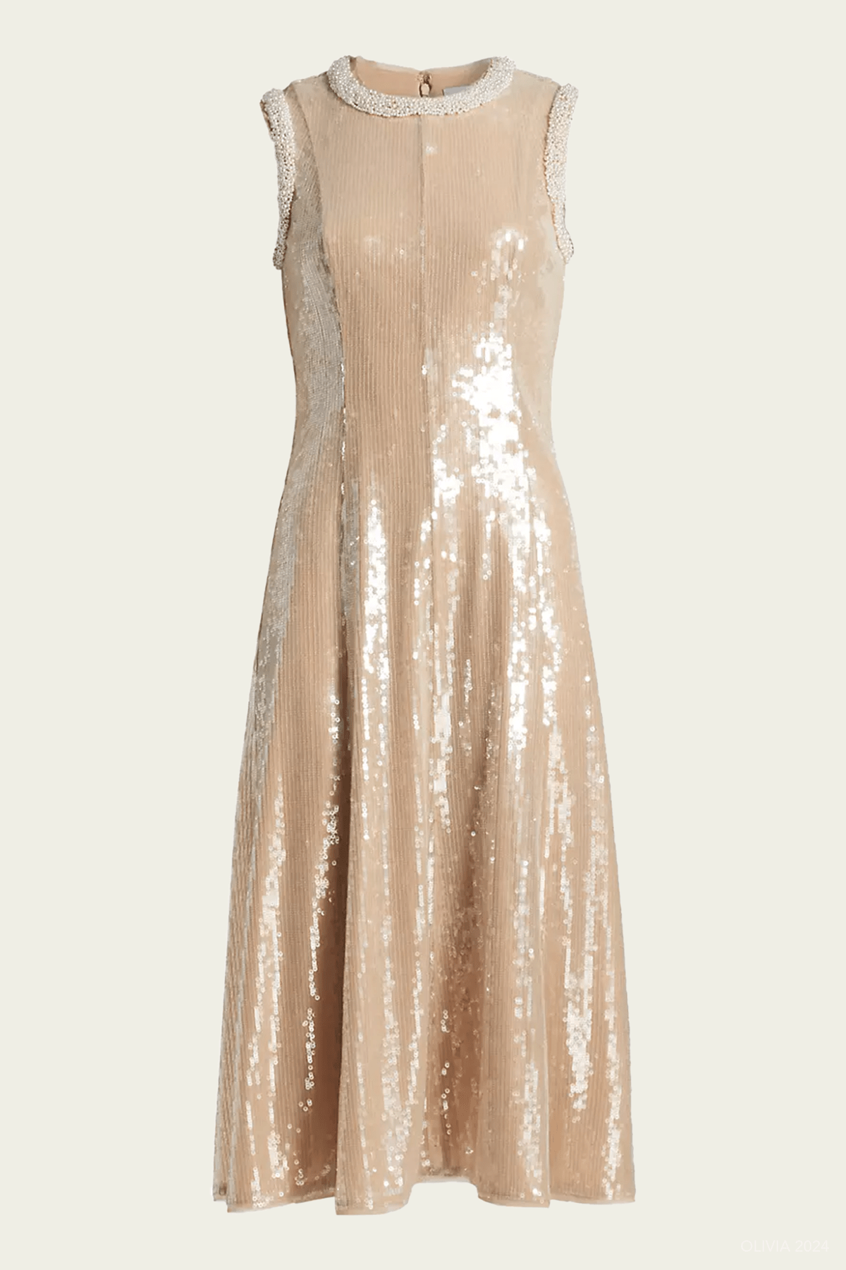 Sequin Pearl Trim Midi Dress - shop - olivia.com