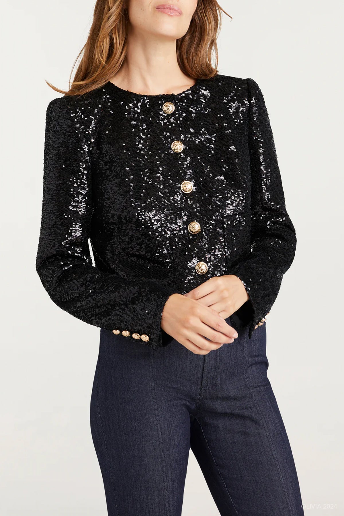 Sequin Randi Jacket in Black - shop - olivia.com