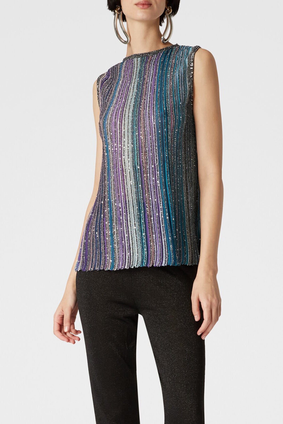 Sequinned Pleated Top in Multi - shop - olivia.com