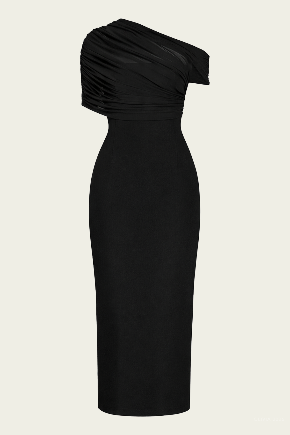 Selma Midi Crepe Dress in Black