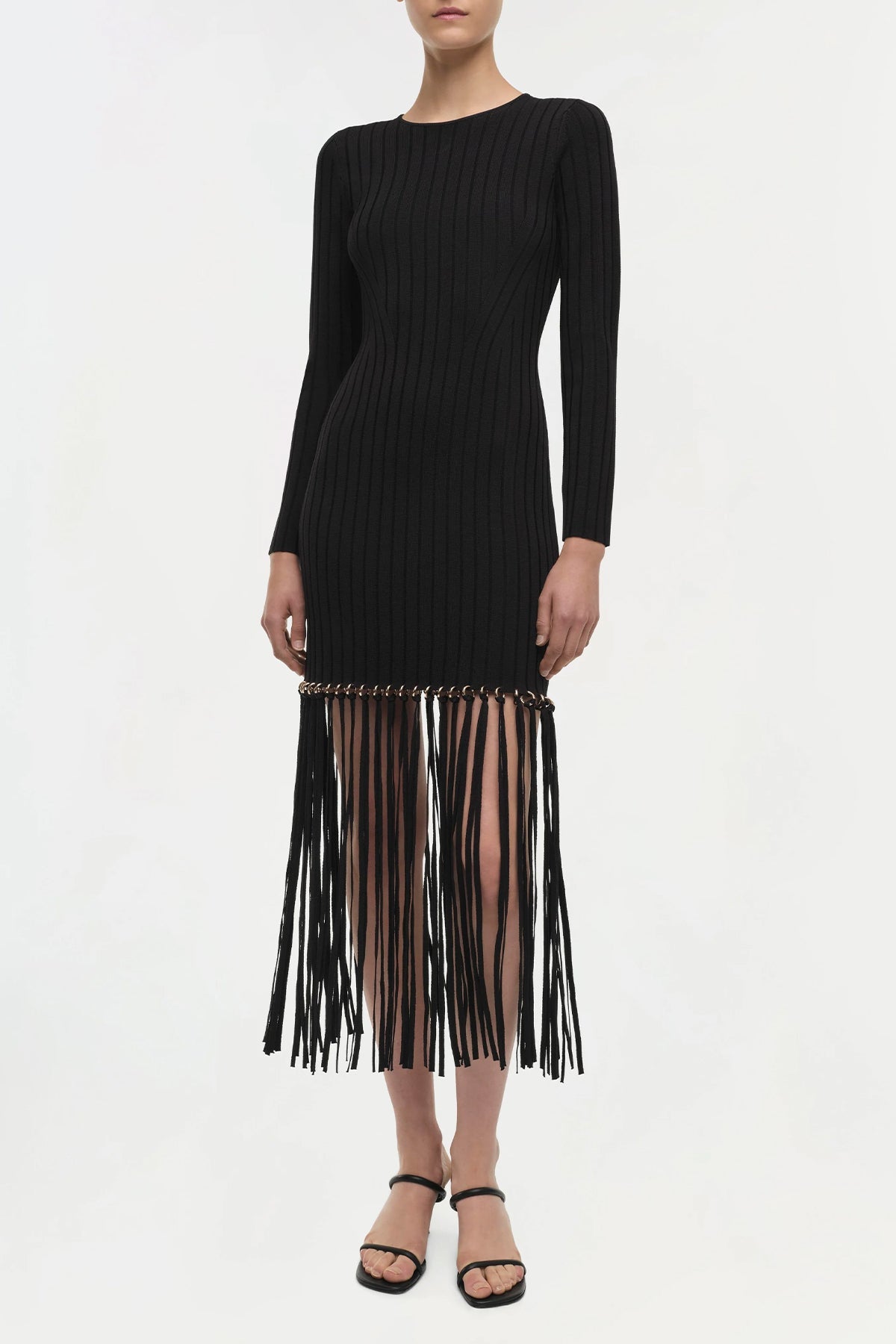 Sharron Maxi Fringe Dress in Black - shop - olivia.com