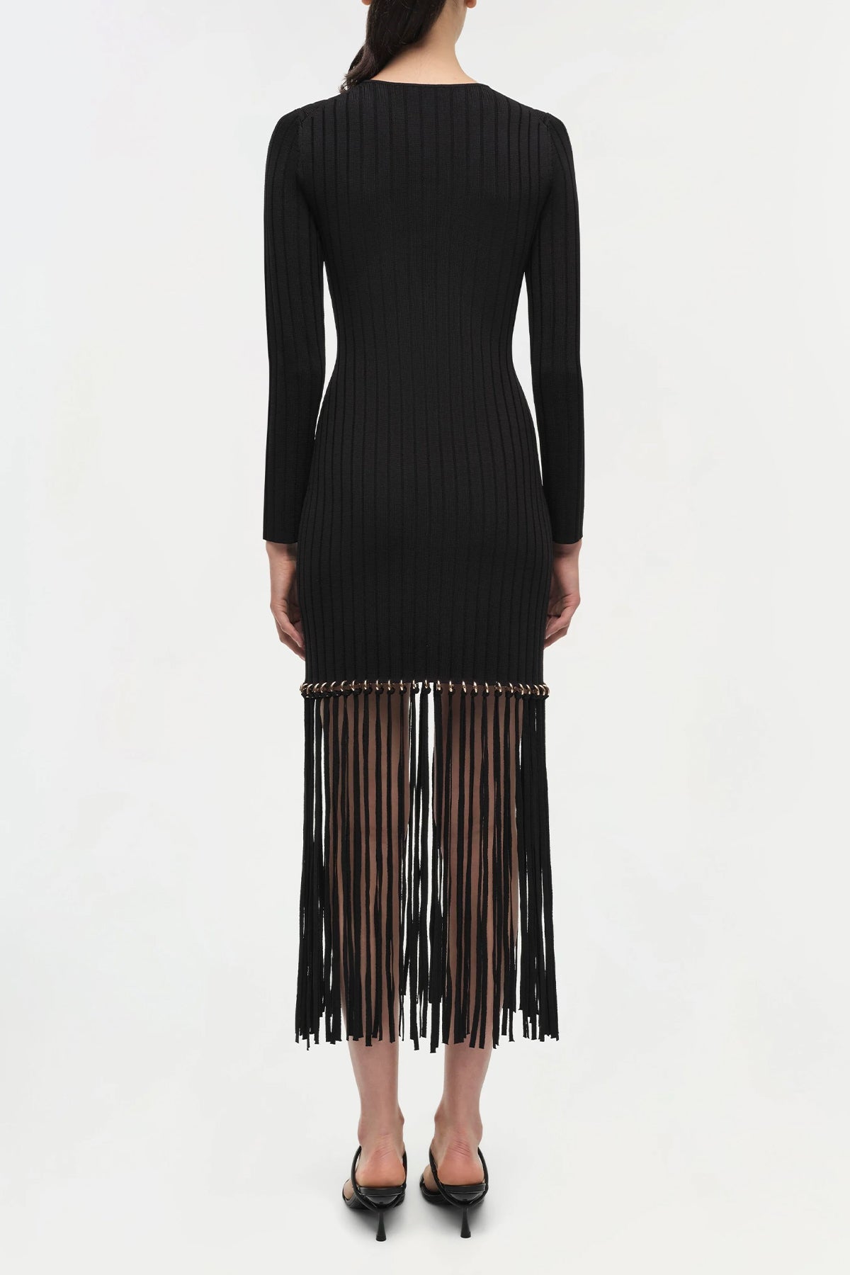 Sharron Maxi Fringe Dress in Black - shop - olivia.com