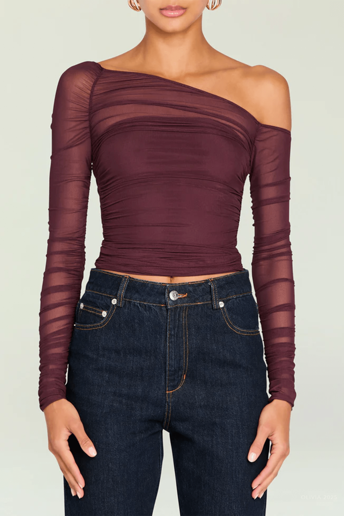 Shauna Mesh Top in Merlot - shop - olivia.com