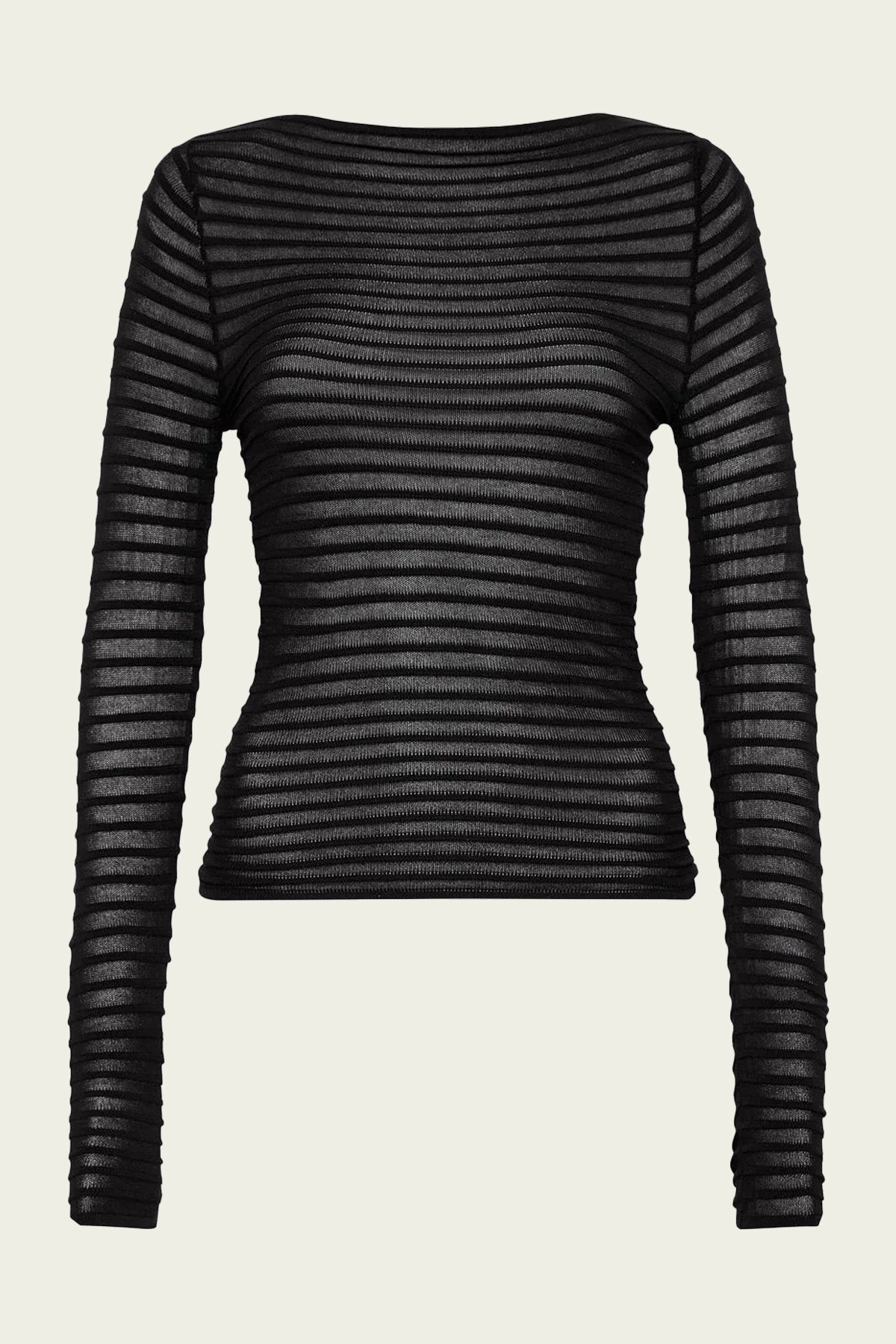 Sheer Stripe Top in Black - shop-olivia.com
