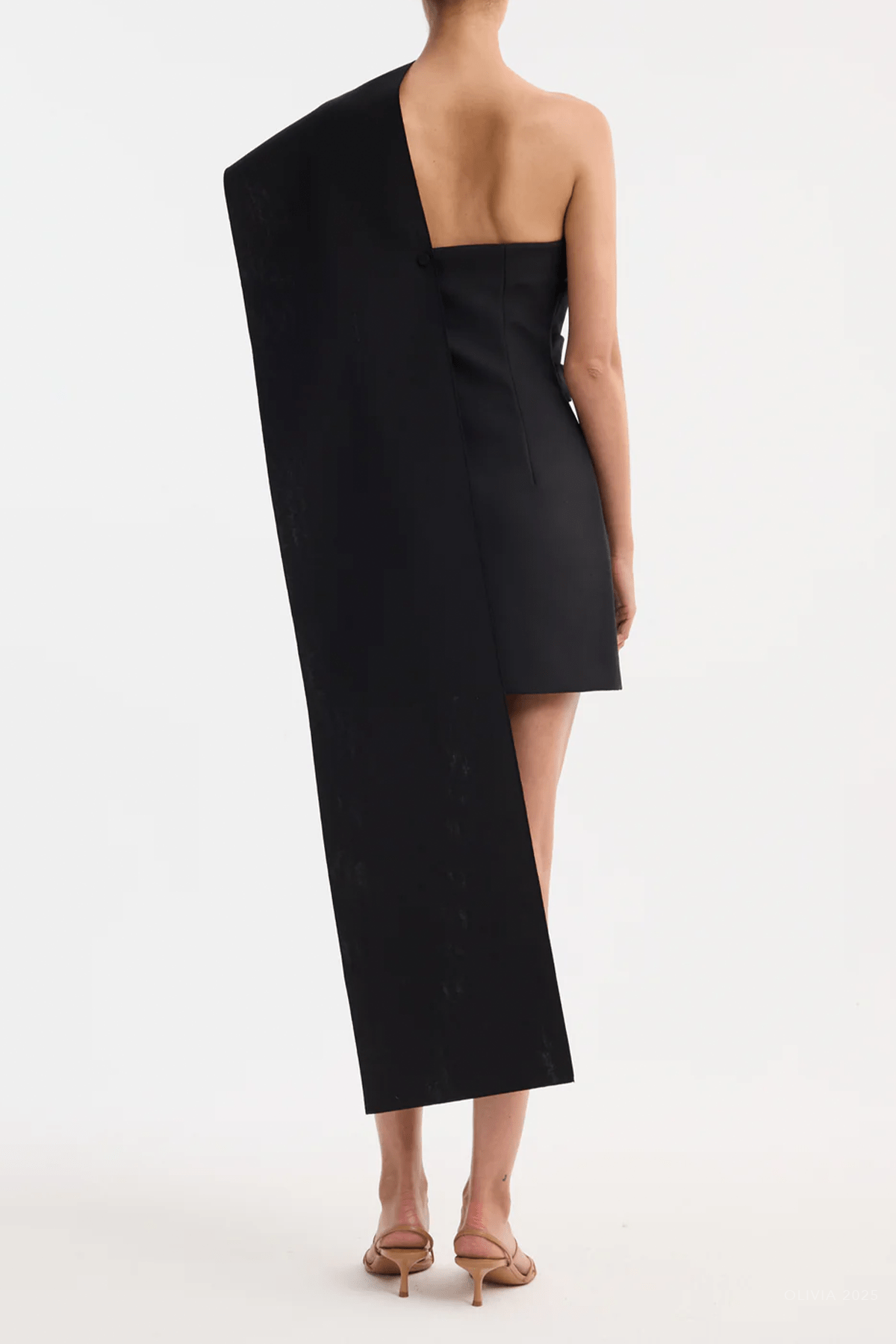 Short Sculptural Sash Dress in Black - shop - olivia.com