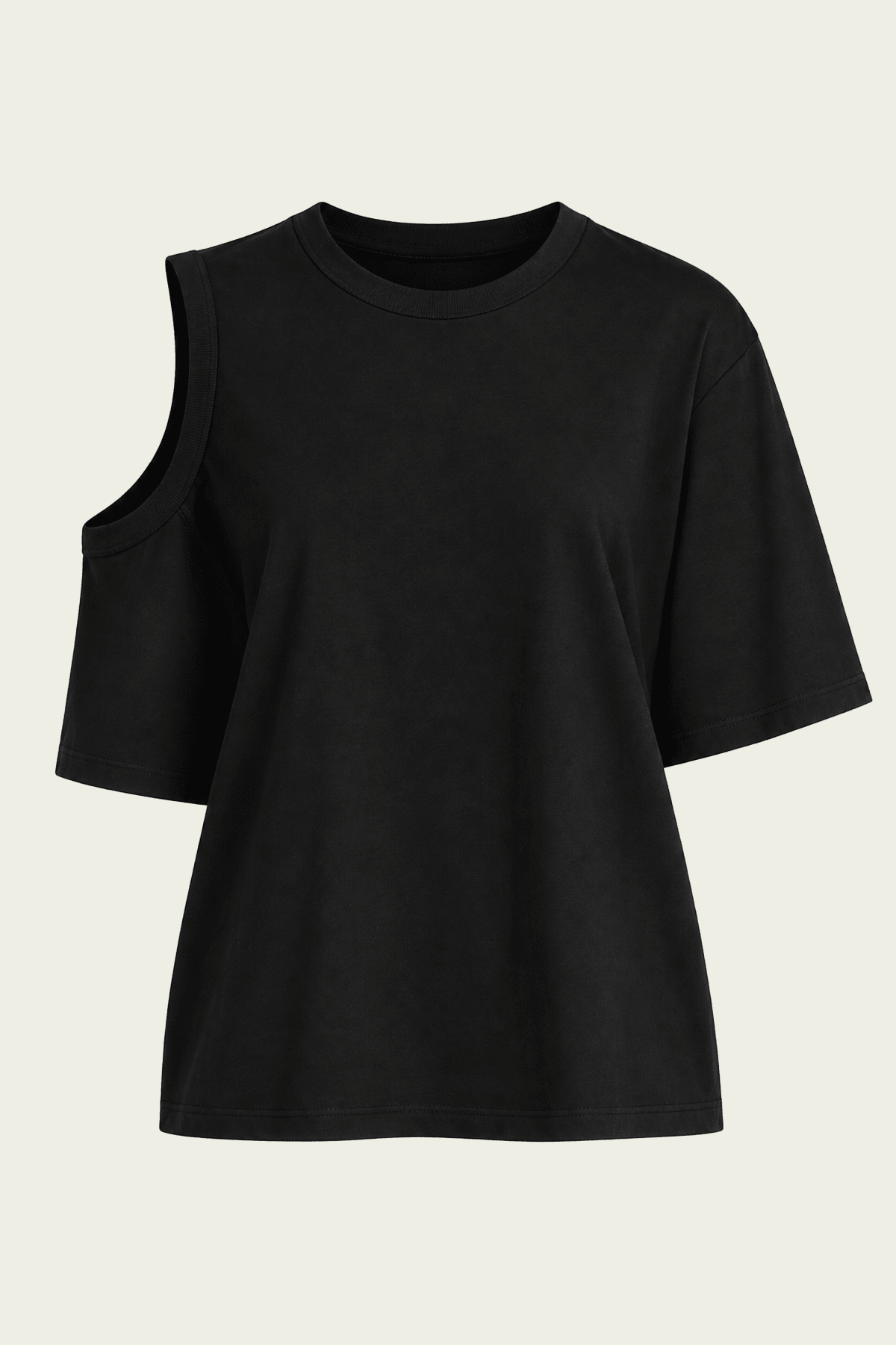 Shoulder Cut-Out T-Shirt in Black - shop-olivia.com