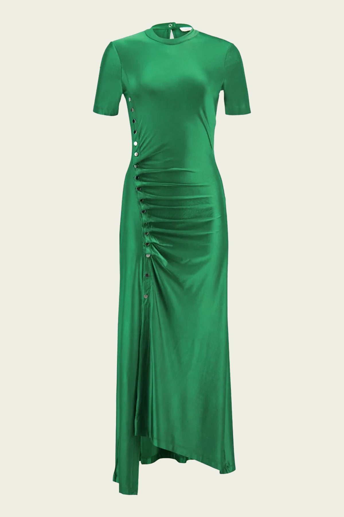 Side Draped Ruched Midi Dress in Emerald - shop - olivia.com