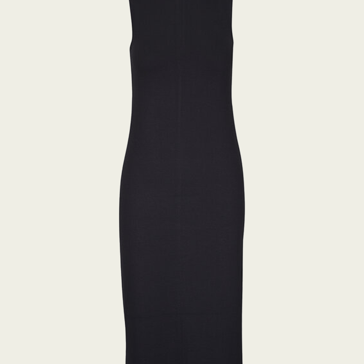 Side-Slit Sleeveless Turtleneck Dress in Black