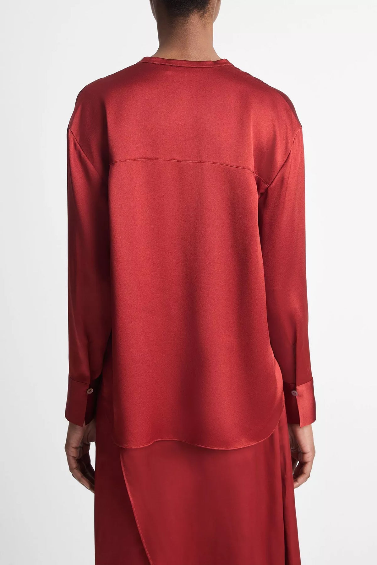 Silk Band - Collar Blouse in Dark Scarlet - shop - olivia.com