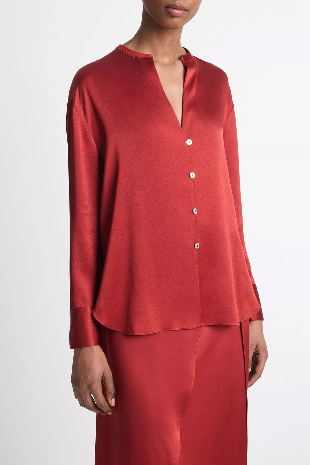 Silk Band - Collar Blouse in Dark Scarlet - shop - olivia.com