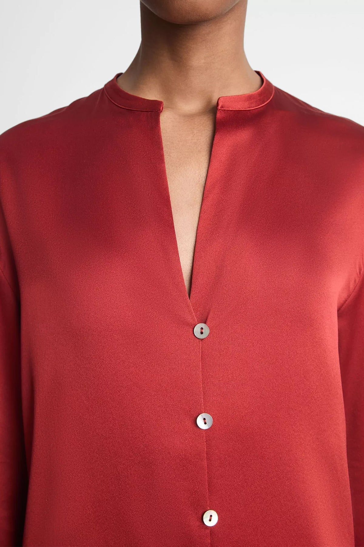 Silk Band - Collar Blouse in Dark Scarlet - shop - olivia.com