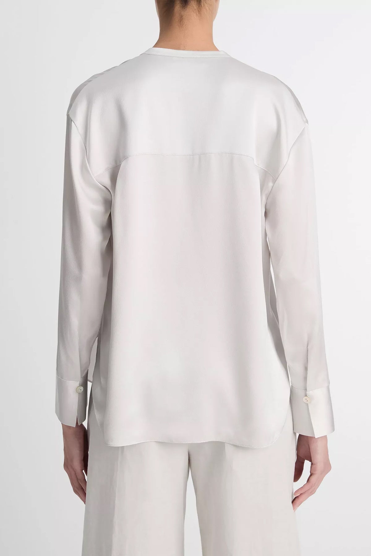 Silk Band - Collar Blouse in Salt Glass - shop - olivia.com