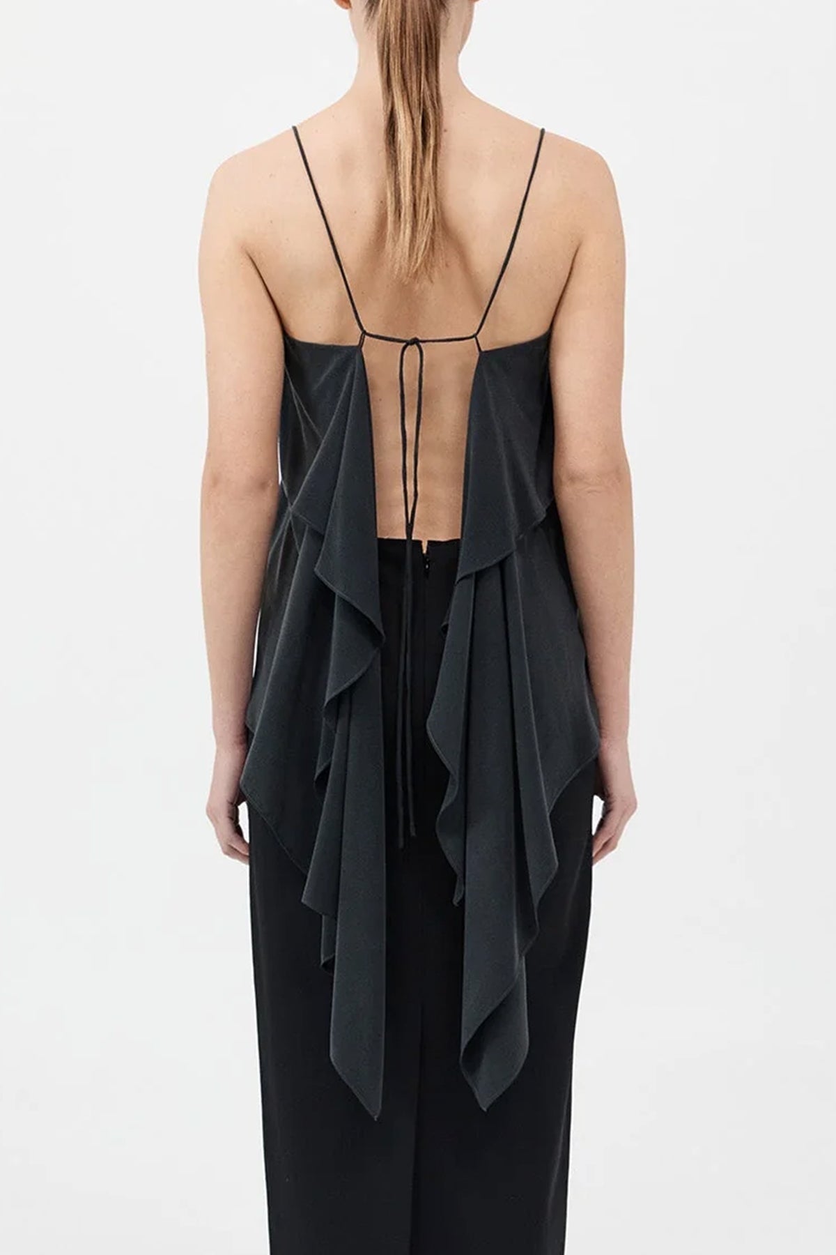 Silk Drape Top in Black - shop - olivia.com