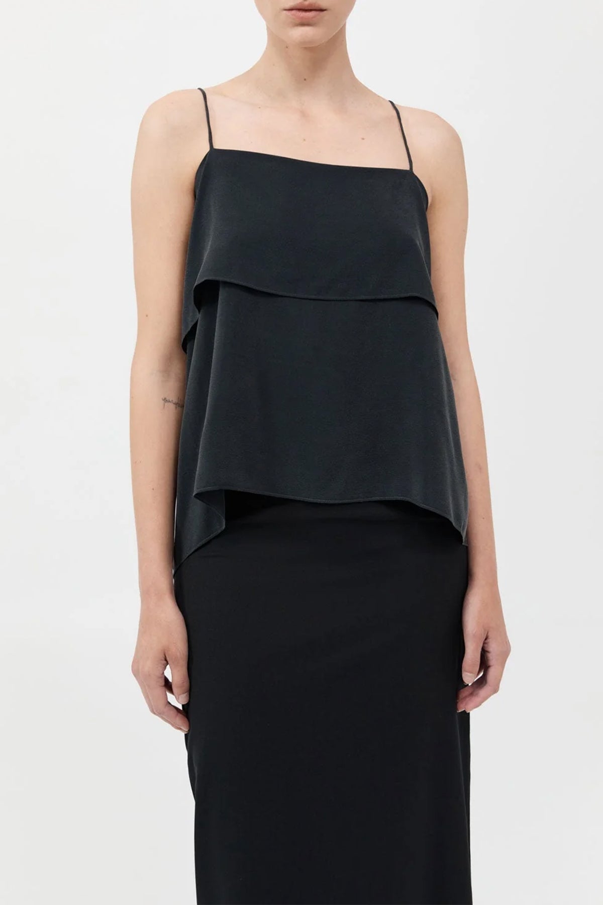 Silk Drape Top in Black - shop - olivia.com