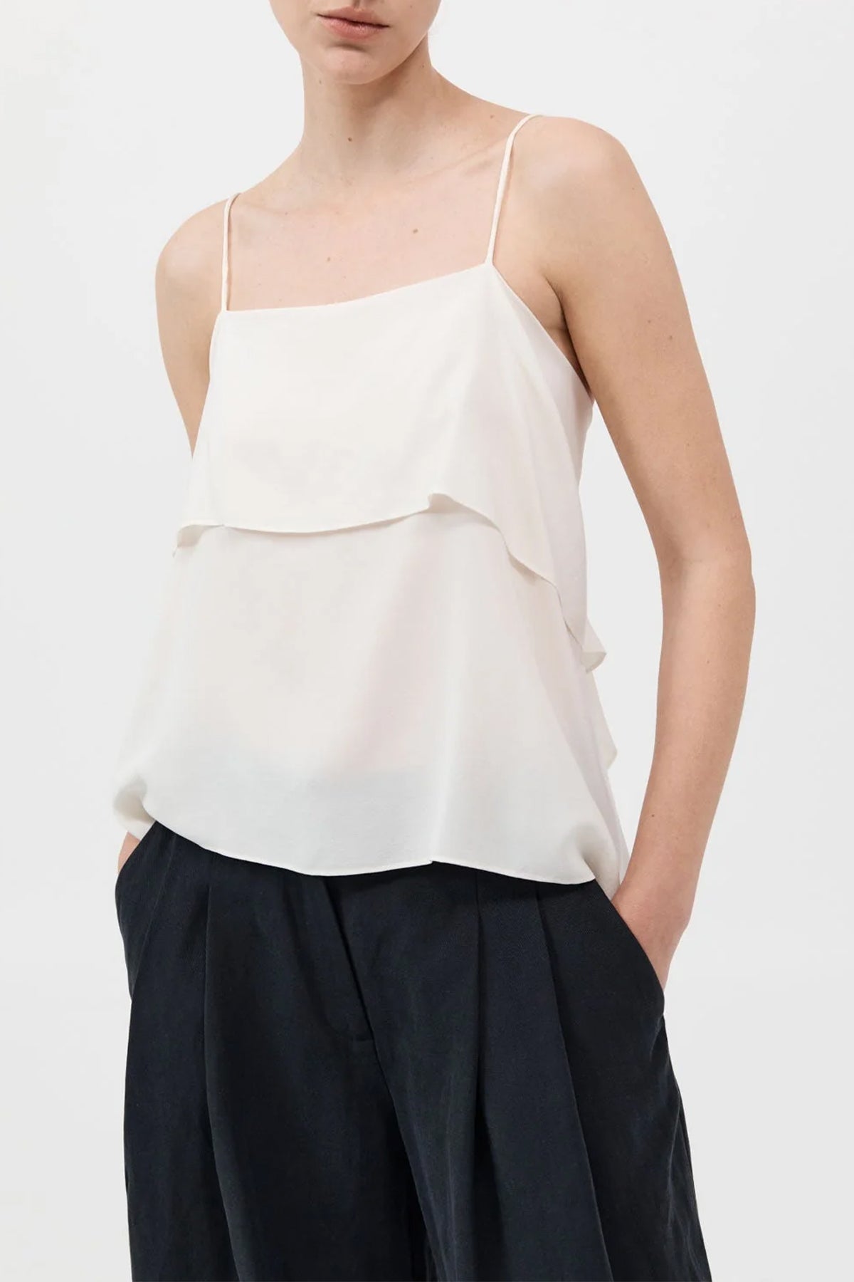 Silk Drape Top in Tofu - shop - olivia.com