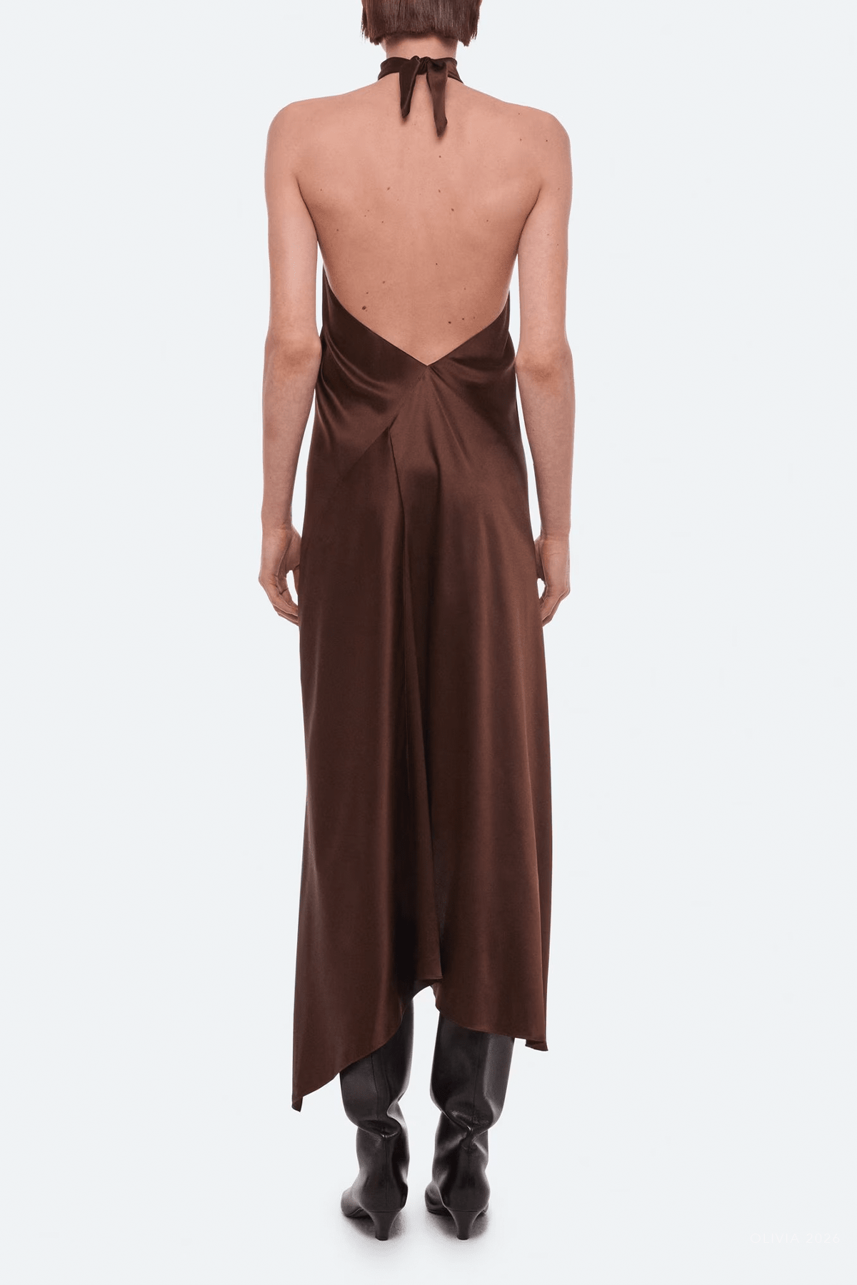 Silk Tie Scarf Dress in Serra - shop-olivia.com