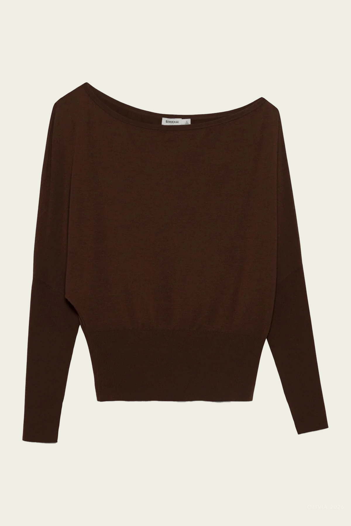 Lavina Off Shoulder Knit Sweater in Chocolate