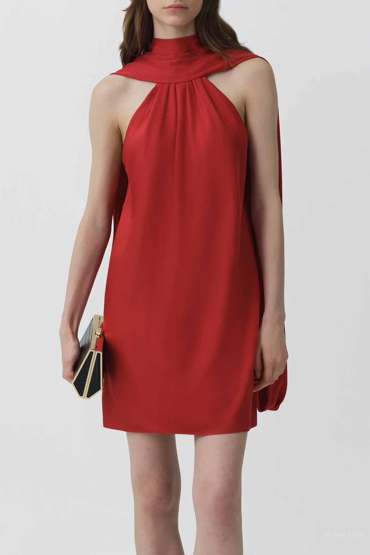 Toni Satin Mini Dress in Lipstick