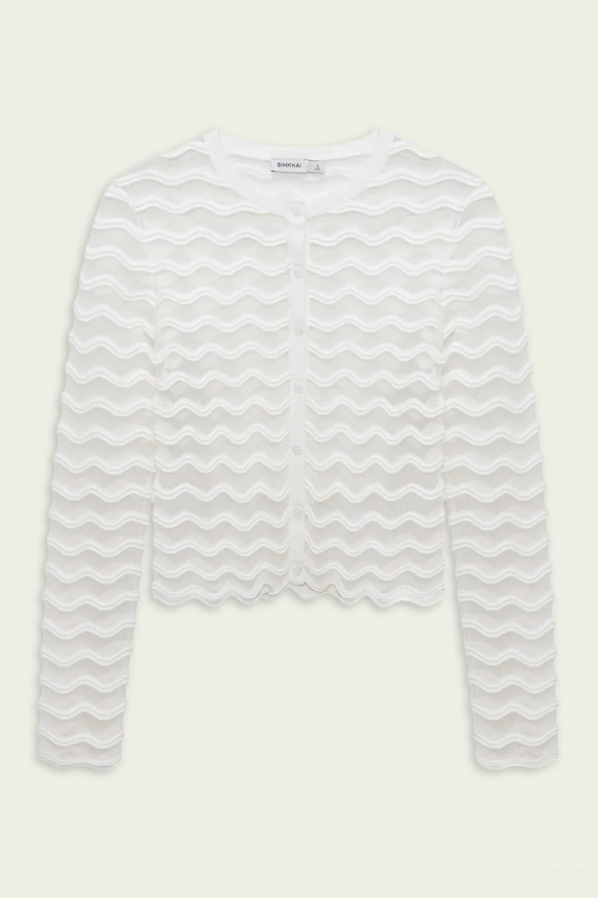 Maxime Wavy Knit Cardigan in Ivory