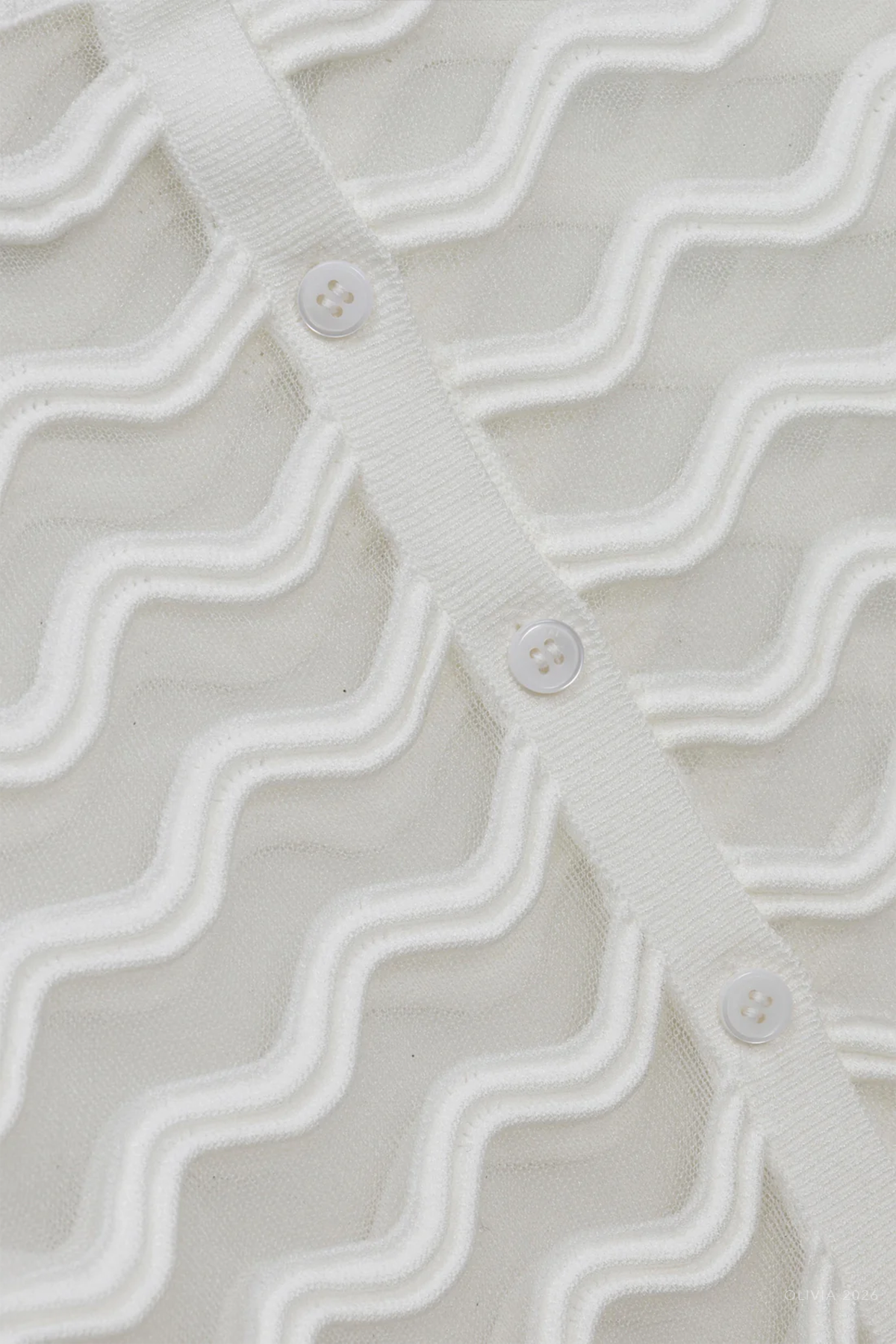 Maxime Wavy Knit Cardigan in Ivory