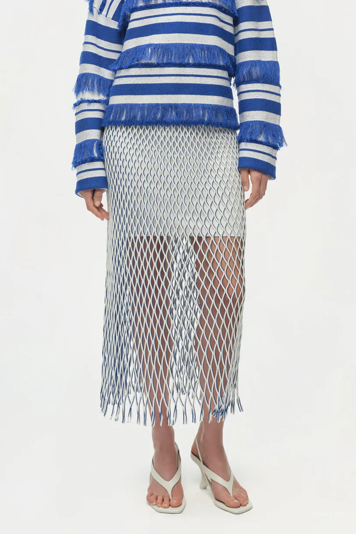 Aldridge Knit Midi Skirt in Ivory Multi