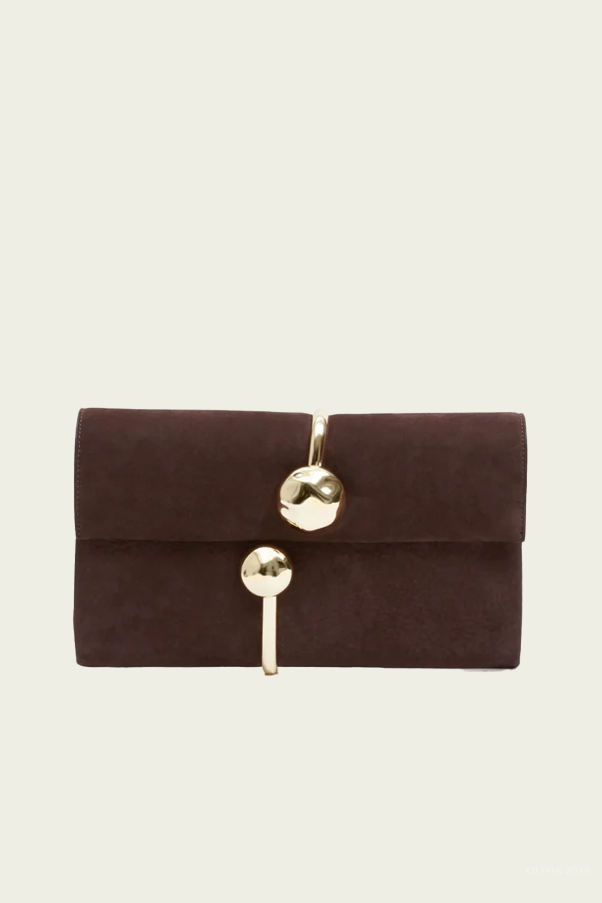 Amaya Nubuck Leather Clutch in Marrone