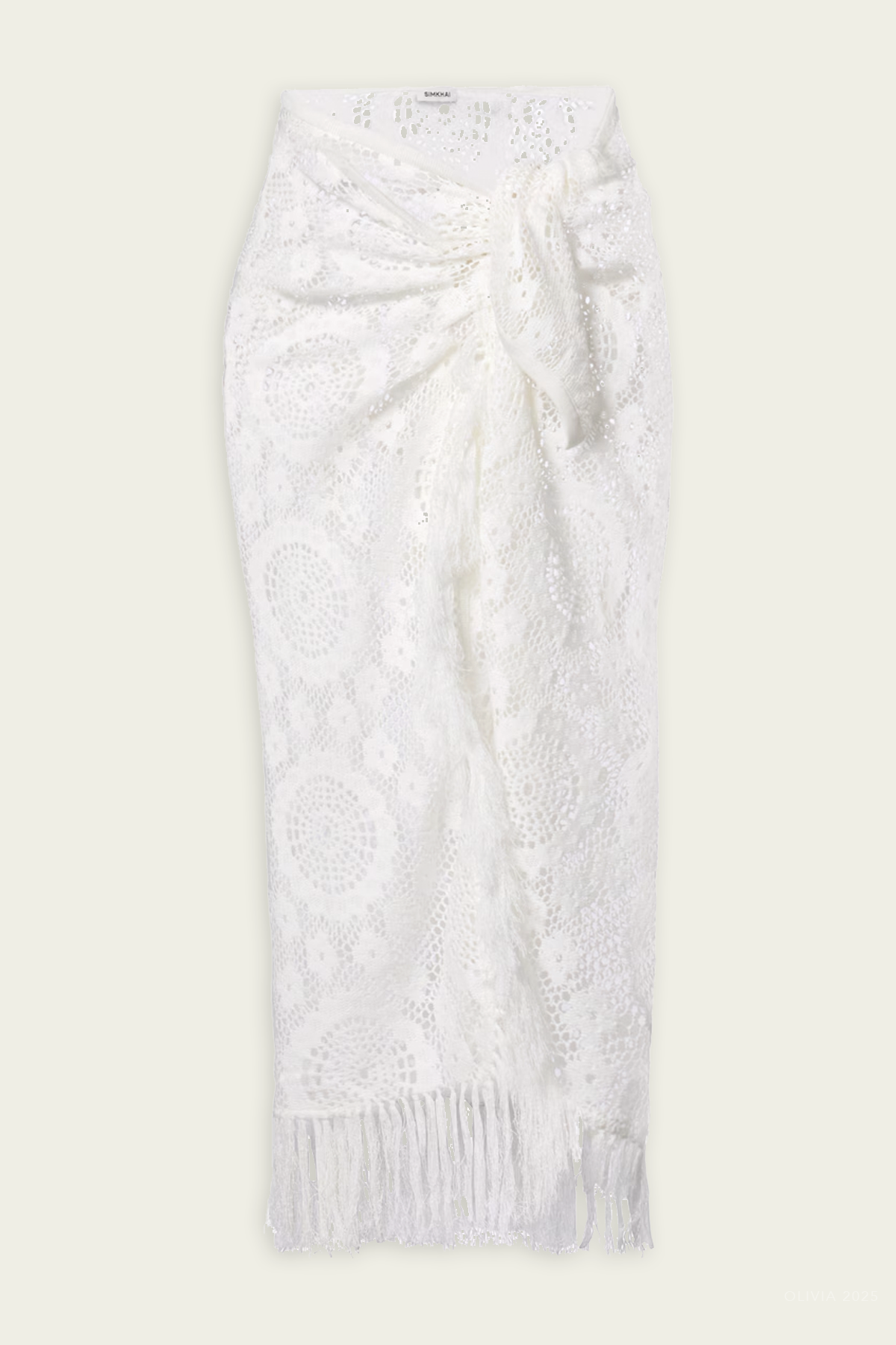 Tryri Fringe Trim Pareo in White