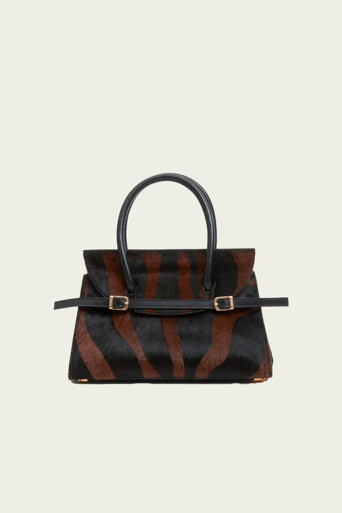 River Calf Hair Top Handle Bag in Cacao Multi