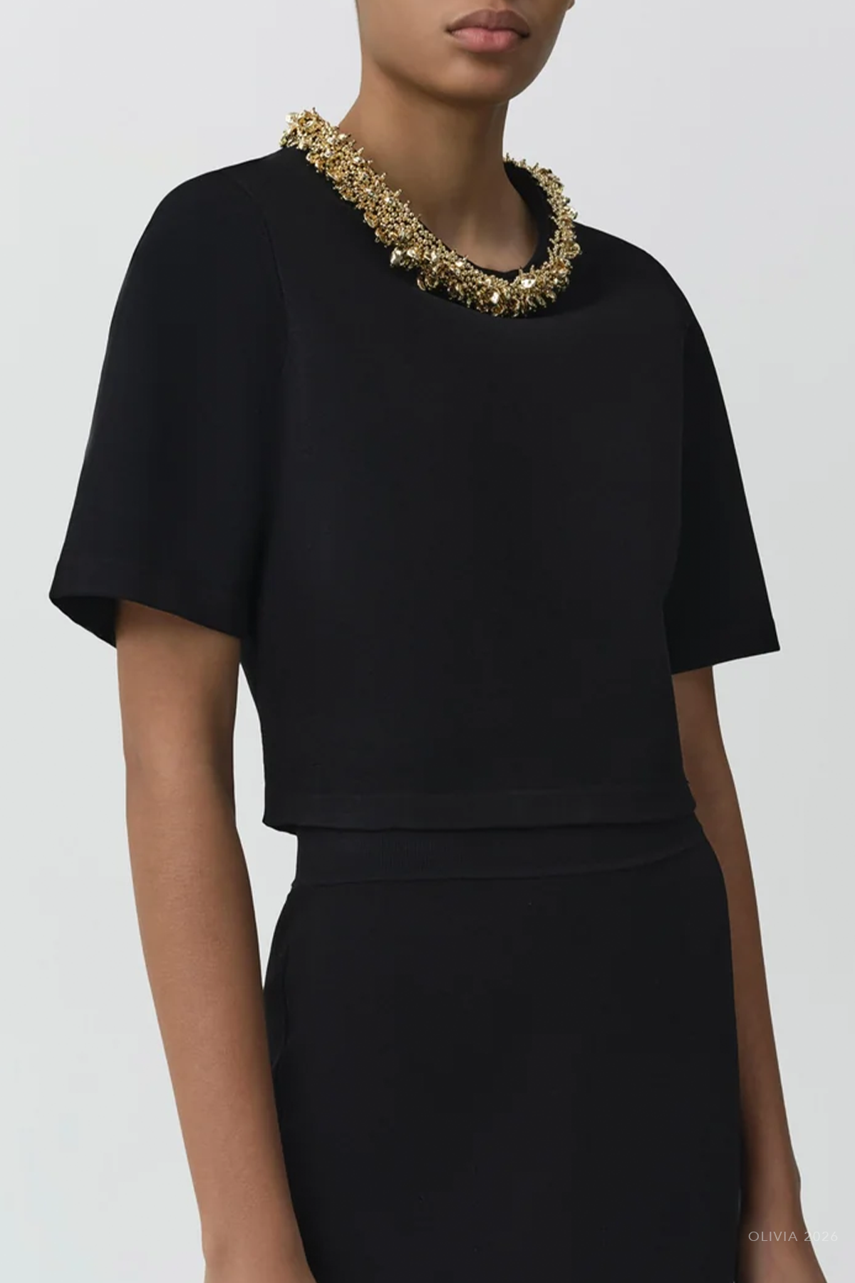 Nuria Compact Knit Top in Black Gold
