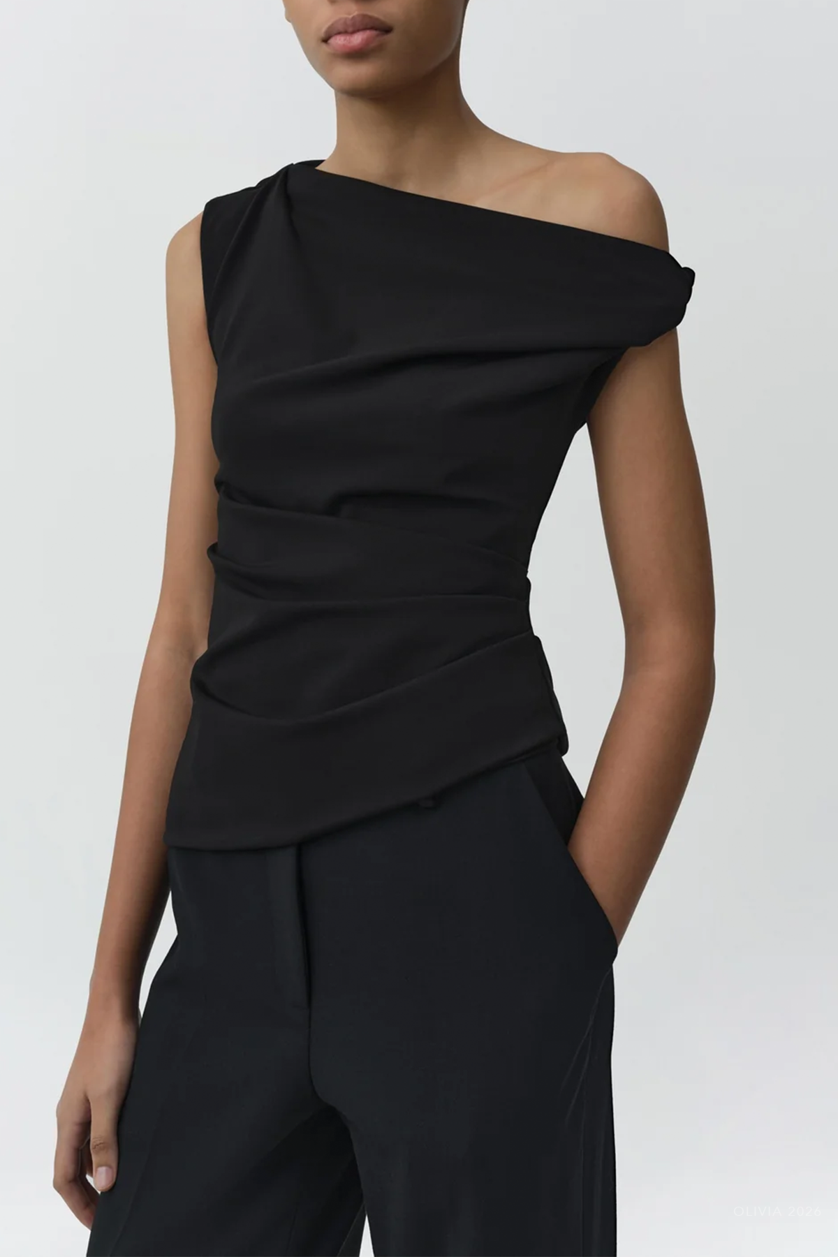 Zerra Draped Top in Black