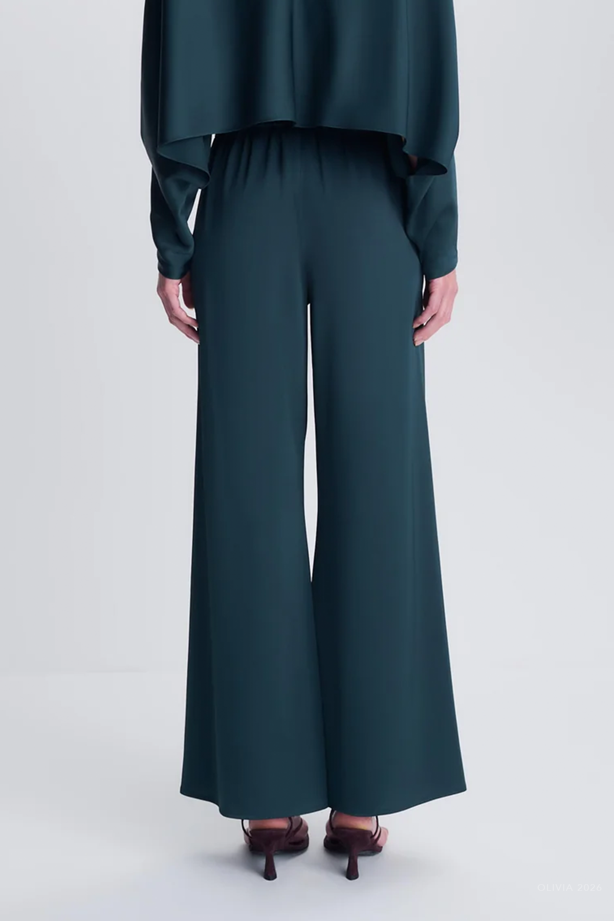 Roni Satin Pant in Dark Spruce