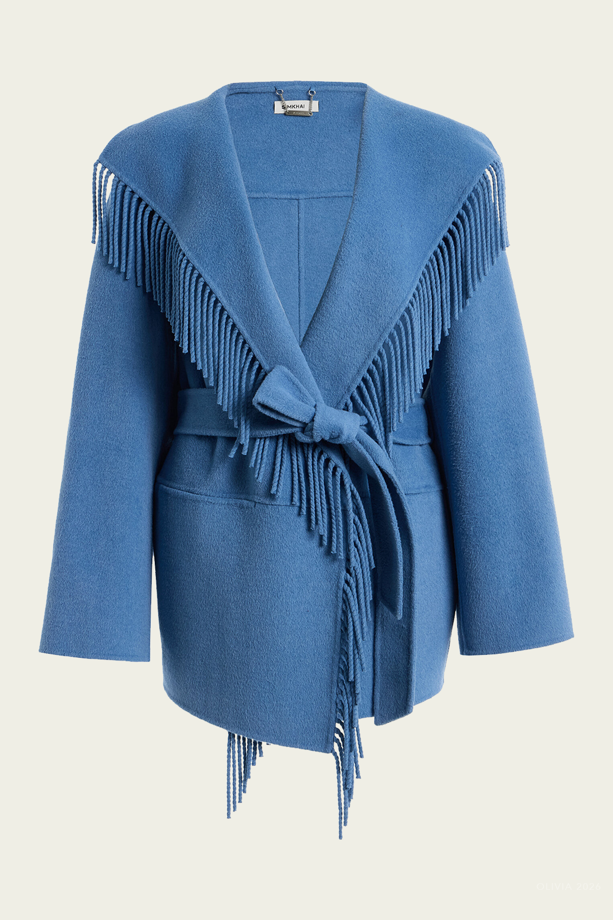 Rowen Fringe Jacket in Dusty Blue