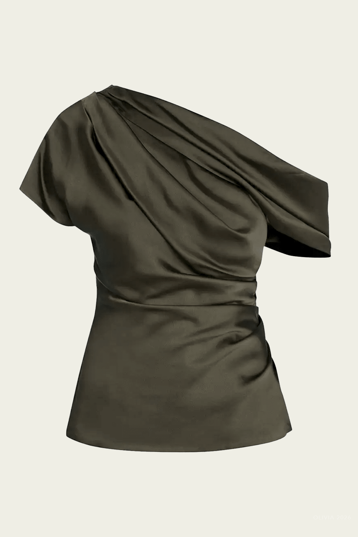Phoebe Drape Top in Dark Olive