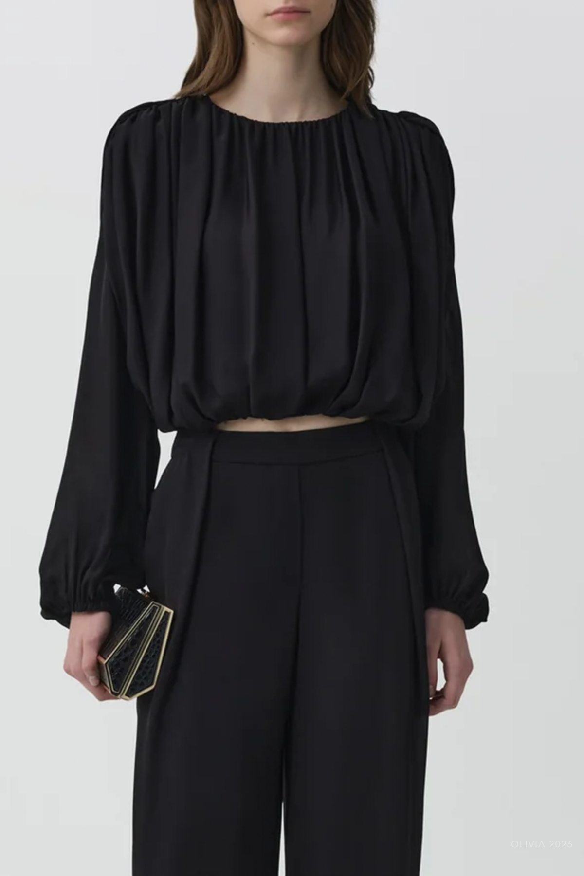 Frida Silk Georgette Top in Black
