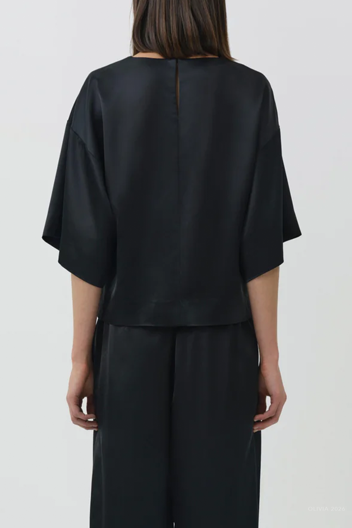 Alina Satin Top in Black