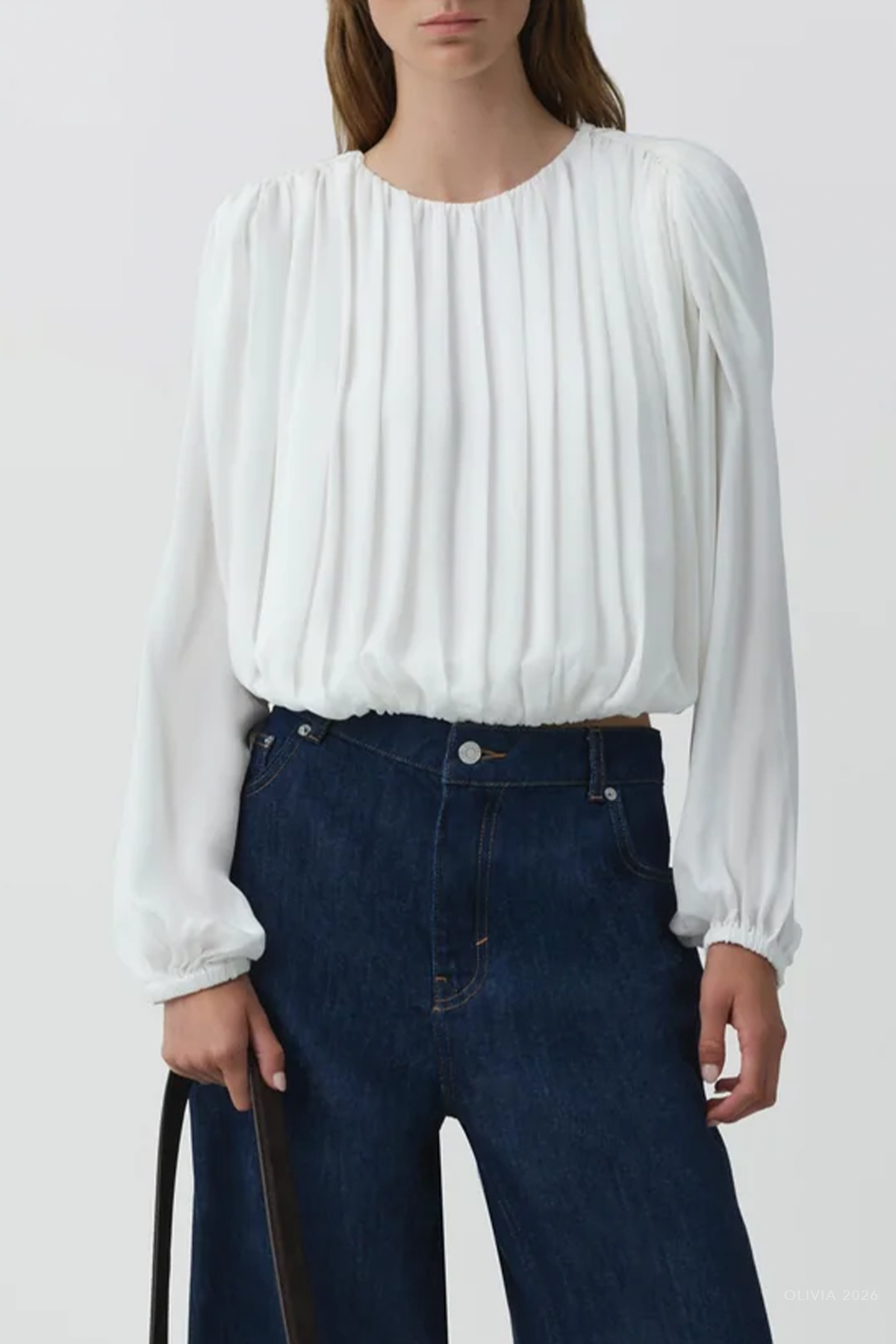 Frida Silk Georgette Top in Ivory