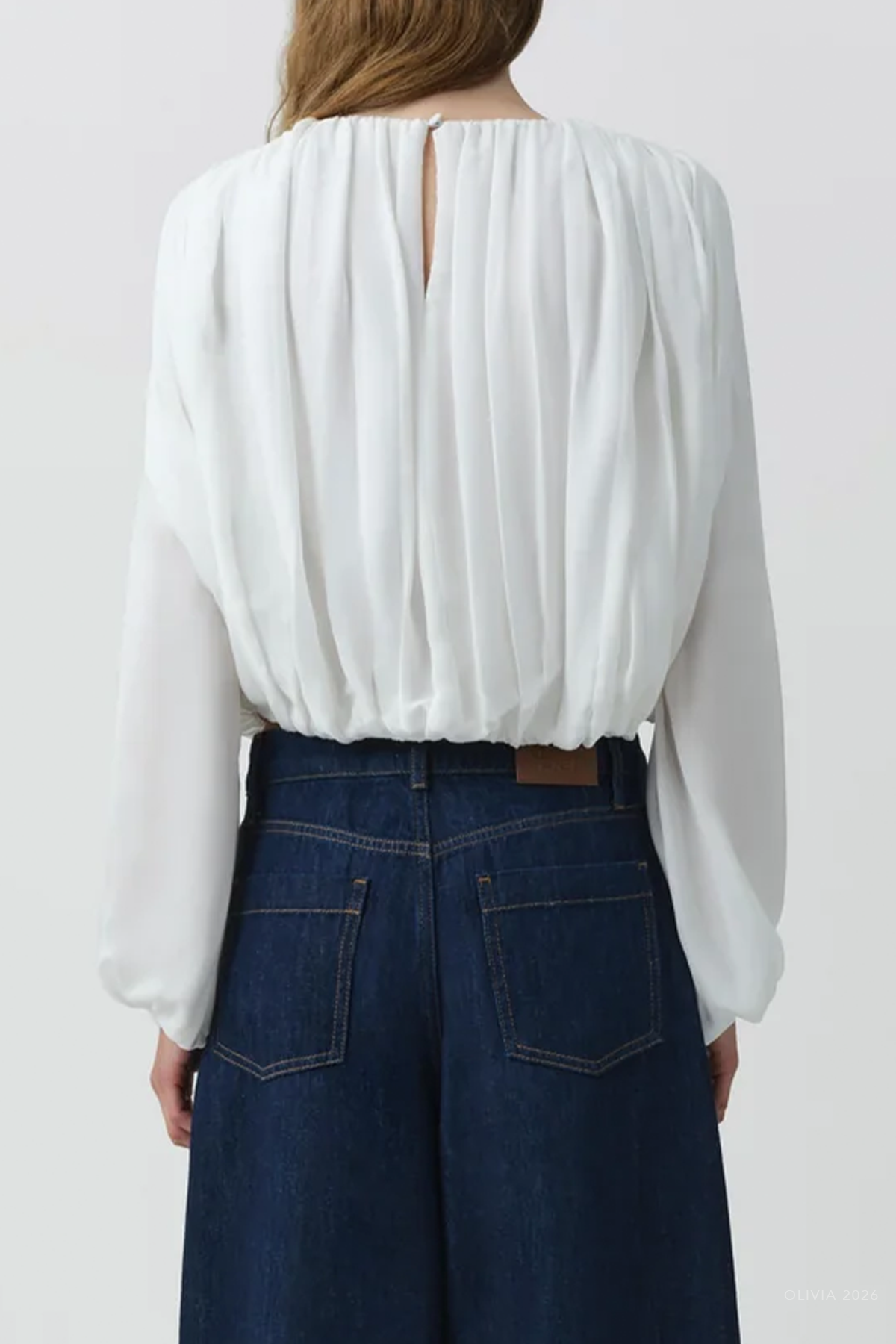 Frida Silk Georgette Top in Ivory